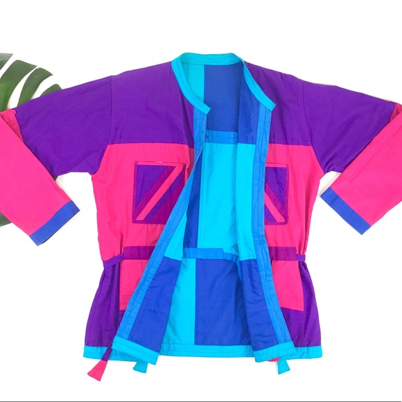 SOLD vintage 80s 90s color block reversible jacket - Picture 2 of 8